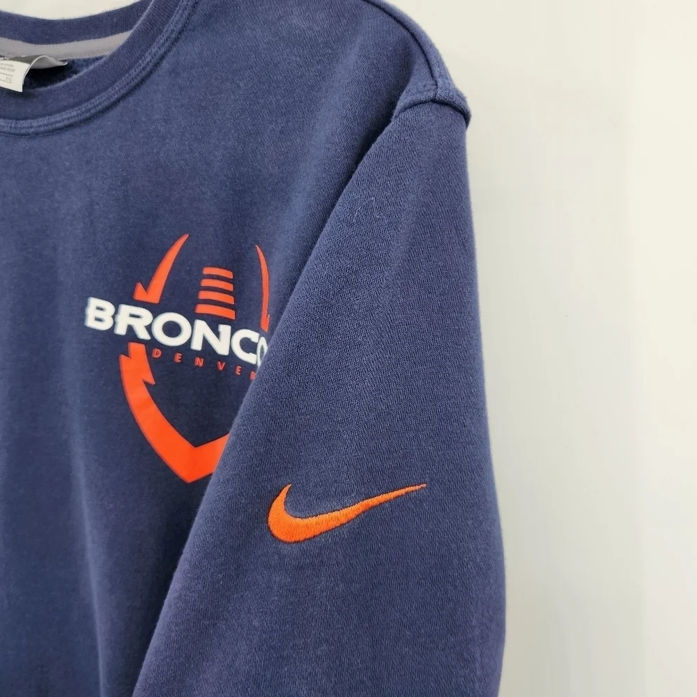 NFL Team Apparel Nike Denver Broncos Crew Sweatshirt Size XL Navy Blue